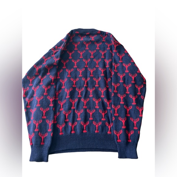 EUC Kiel James Patrick Toasty Coasty Sweater Blue Red Lobster Size L - Picture 2 of 7